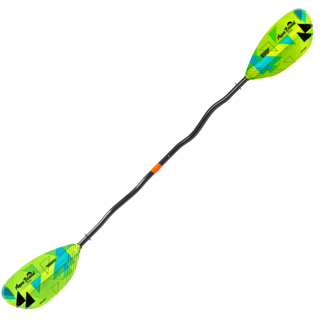 whiskey fibeglass 2-piece bent shaft paddle full angled fuego#color_geo-punch