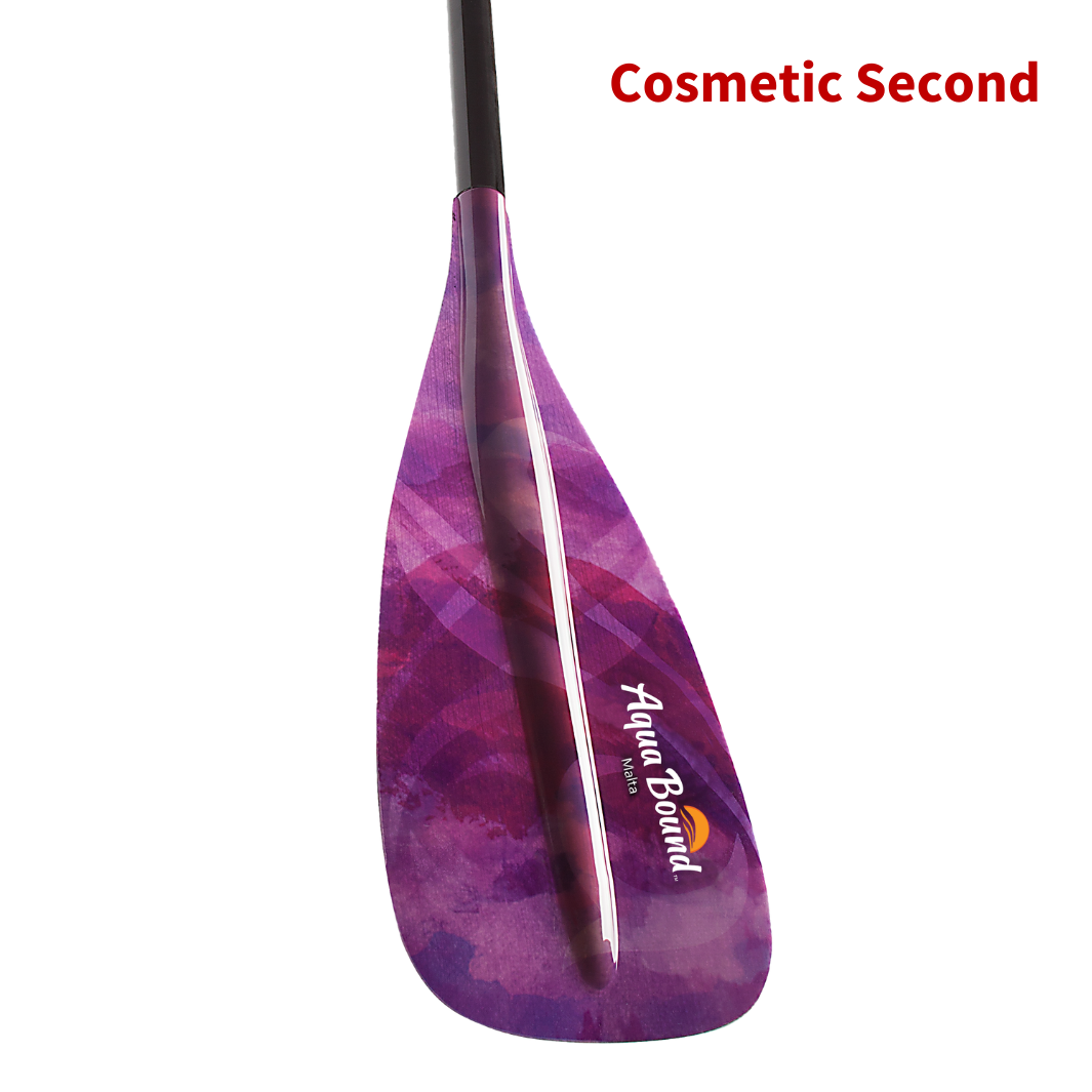 Malta fiberglass 1-piece berry SUP paddle blade angled#color_berry