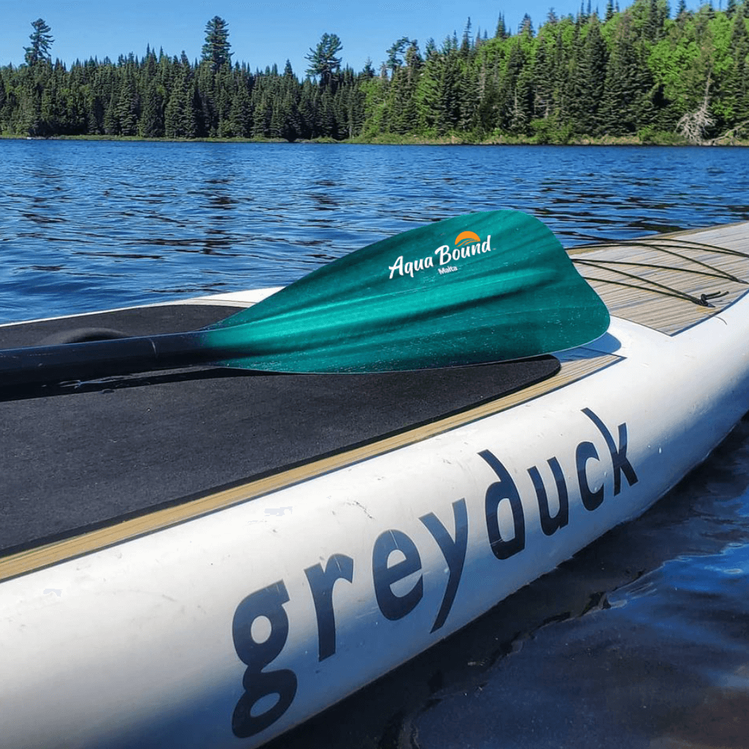malta green tide on Grey Duck paddle board close up#color_green-tide