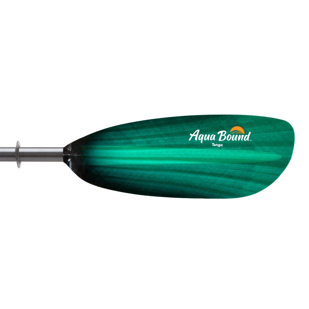 tango fiberglass bent shaft kayak paddle green tide right blade#color_green-tide