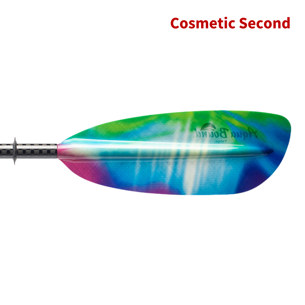 tango fiberglass 2-piece posi-lok kayak paddle northern lights right blade back#color_northern-lights