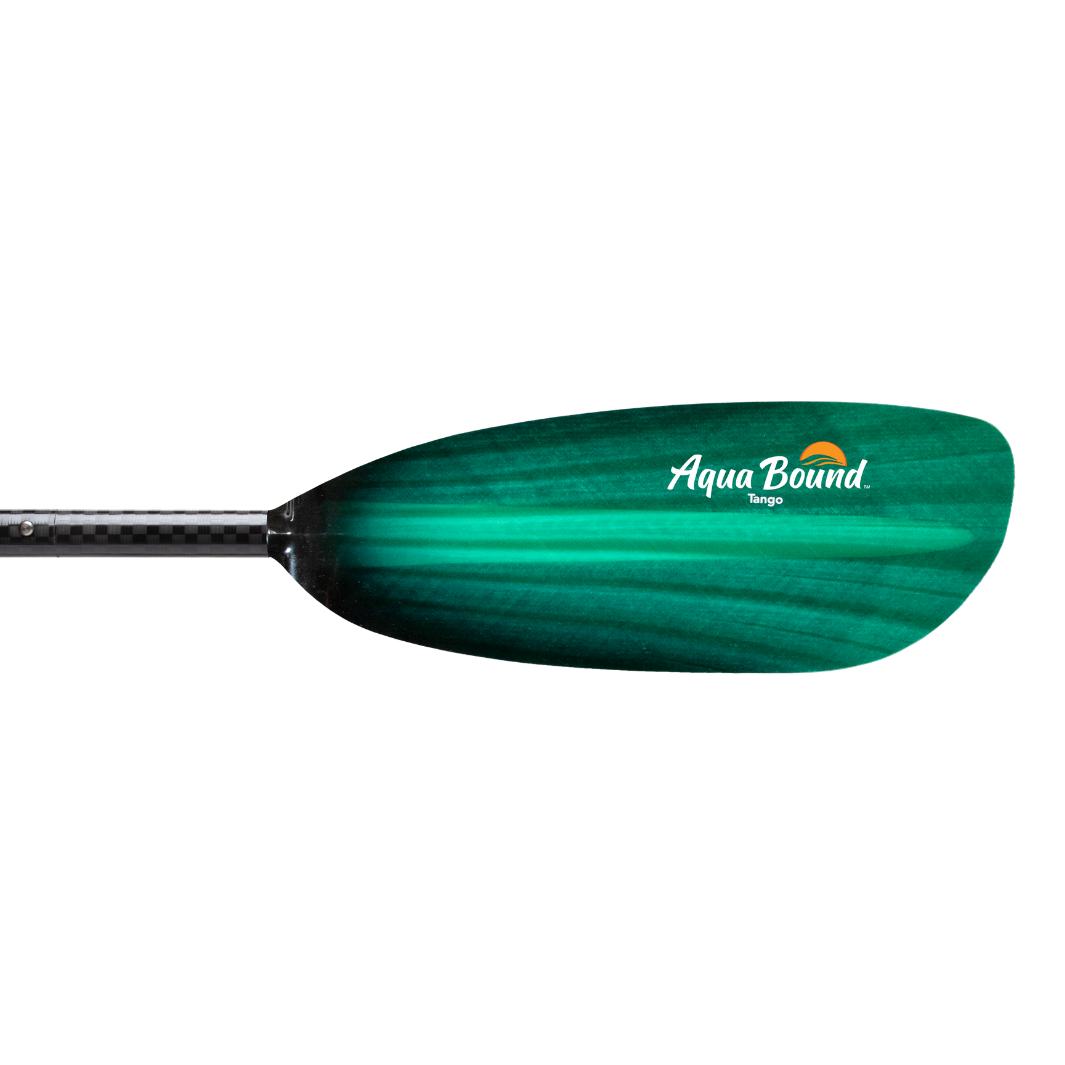 tango fiberglass 4-piece posi-lok kayak paddle green tide right blade#color_green-tide
