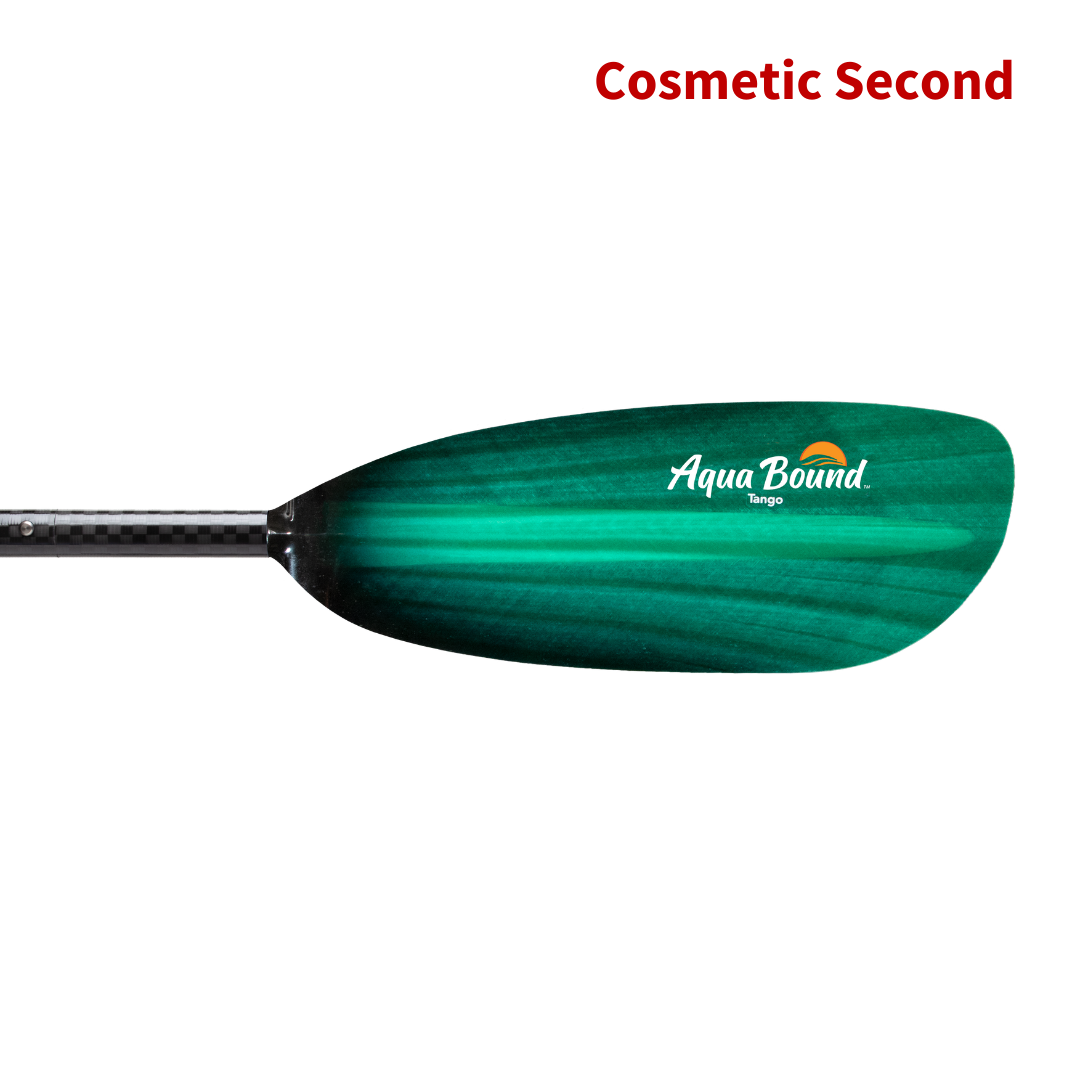 tango fiberglass 4-piece posi-lok kayak paddle green tide right blade#color_green-tide