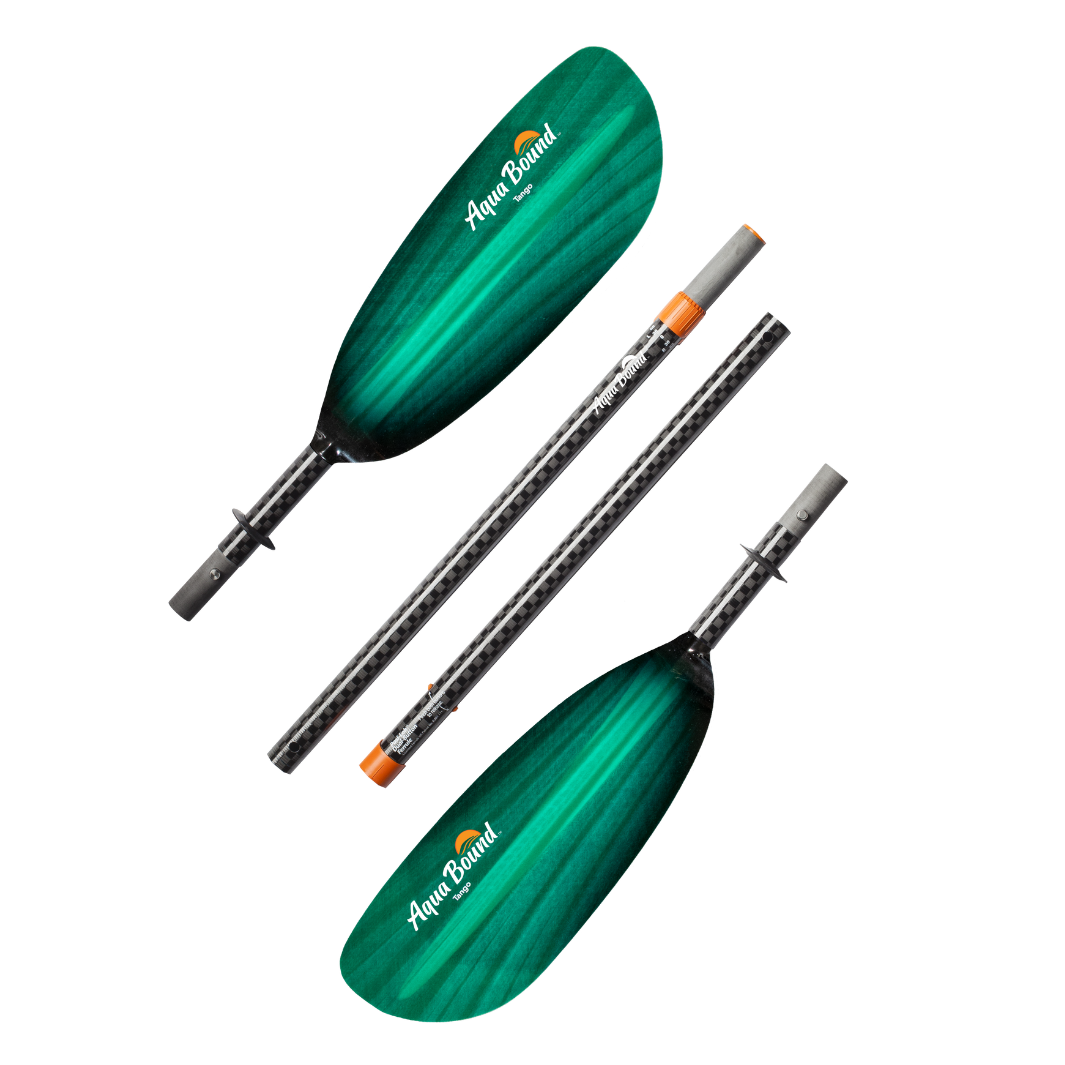 tango fiberglass 4-piece posi-lok kayak paddle green tide breakdown#color_green-tide