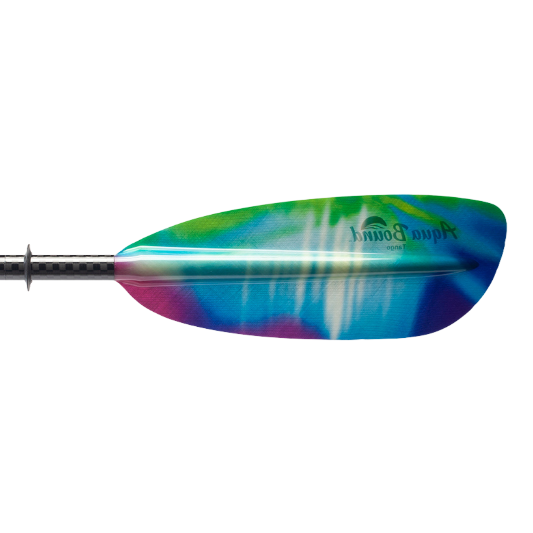 tango fiberglass 4-piece posi-lok kayak paddle northern lights right blade back#color_northern-lights