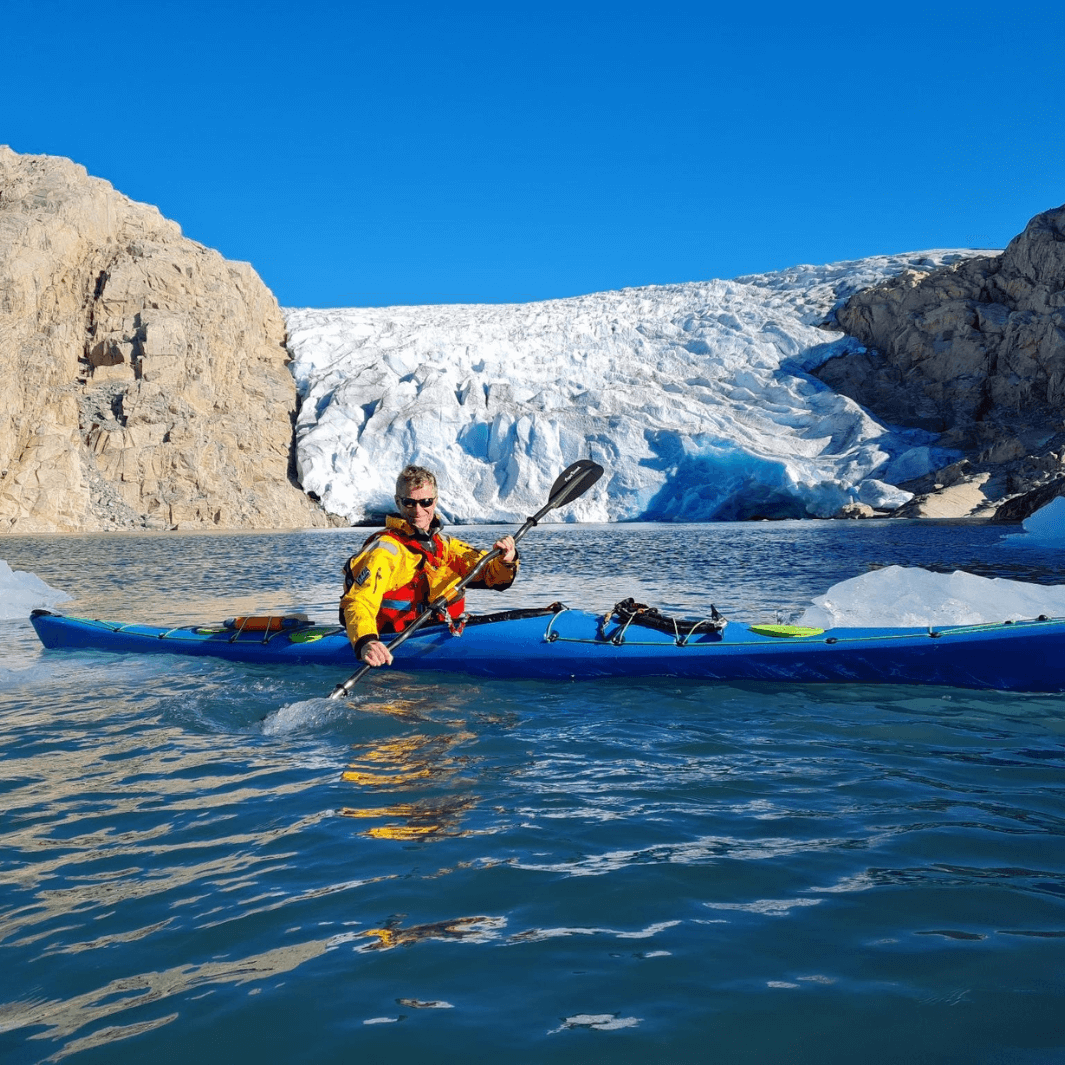 David Horkan in Norway sea kayaking with the whiskey carbon bent shaft